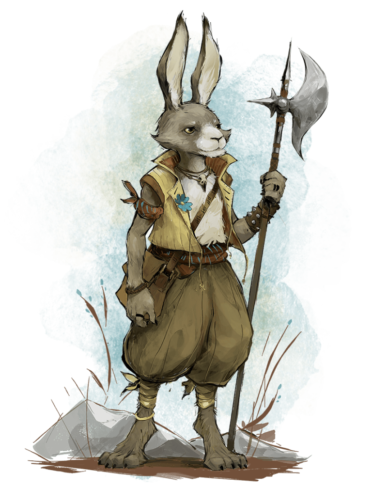 A harengon, a race of humanoid rabbits